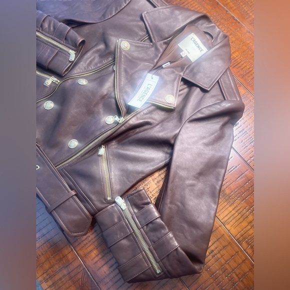 NWT - L’AGENCE Billie Belted Leather Jacket - Size Small - Brown Lambskin - Picture 9 of 16
